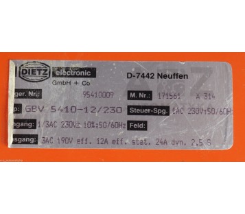DIETZ GBV 5410 GBV5410 GBV 5410-12/230 541012/230 541012230 171561