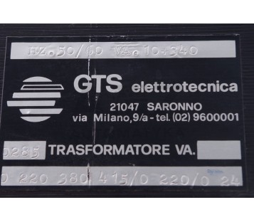 GTS ELETTROTECNICA 0285 0-220-380-415/0 220/0 24 TRANSFORMER