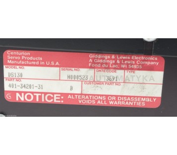 G&L CENTURION SERVO SYSTEMS DS 100 DS100  DS130 401-34201-31 B DS130 4013420131 