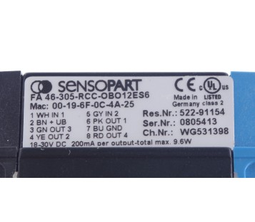 SENSOPART  FA 46-305 FA 46-305-RCC-OBO12ES6  FA46305RCCOBO12ES6  ! NEW !