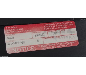 G&L CENTURION SERVO SYSTEMS DS100 DS 100  DS120 401-34201-20 4013420120 B