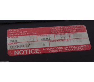 G&L CENTURION SERVO SYSTEMS DS130 404-34201-31 4043420131 B
