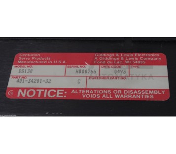 G&L CENTURION SERVO SYSTEM DS 100 DS100 DS130 401-34201-32 4013420132 C