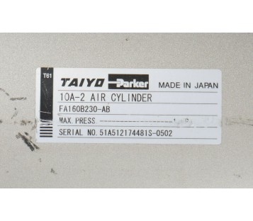 TAIYO PARKER 10A-2 AIR CYLINDER FA160B230-AB FA160B230AB 42kg