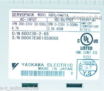 YASKAWA SERVOPACK SGDS-04A72A
