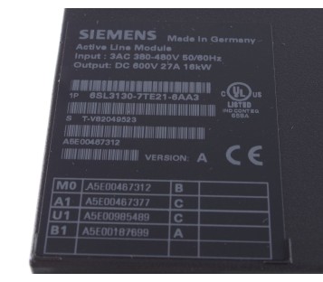 SIEMENS 6SL3130-7TE21-6AA3 6SL31307TE216AA3 ACTIVE LINE MODULE 600V 27A 16KW