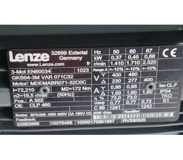 LENZE GKS04-3M GKS043M VAR 071C32 172Nm 19,5r/min  ! NEW ! 