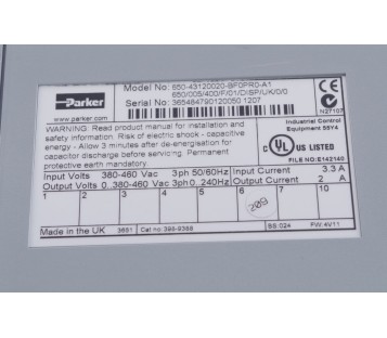 PARKER 650-43120020-BF0PR0-A1 650/005/400/F/01/DISP/UK/0/0 650005400F01DISPUK00 