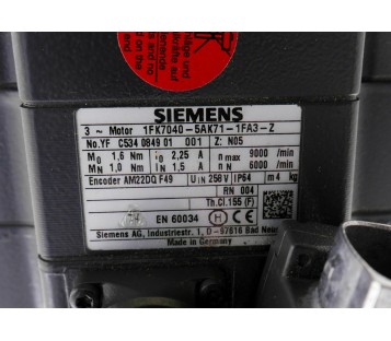 SIEMENS 1FK7040-5AK71-1FA3-Z 1FK70405AK711FA3Z Z: N05 ! NEW !