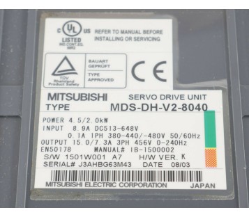 MITSUBISHI MDS-DH-V2-8040 MDSDHV28040 SERVO DRIVE 