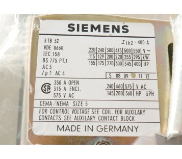 SIEMENS 3TB 32 3TB32 400A  ! NEW !