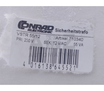 CONRAD WEISS VSTR 55/12 VSTR55/12 VSTR5512  710340 1x230VAC / 12 VAC 55  ! new !