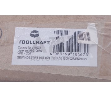 TOOLCRAFT 118073 Grub screw M10 16mm Steel ! 200pcs ! new !