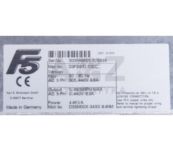 KEB HOMAG D3F5S1D-33EC D3F5S1D33EC 0-4500rpm 4,4KVA 0-440V