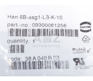 HARTING HAN 6B-ASG1-LB-K-16  HAN 6BASG1LBK16  09300061256 