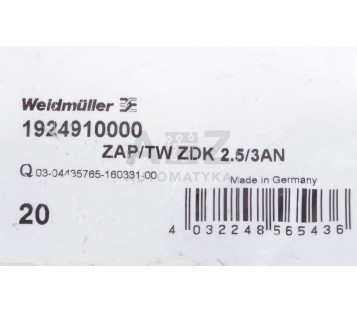 WEIDMULLER ZAP/TWZDK2.5/3AN ZAPTWZDK2.53AN 1924910000 ! 20PCS ! NEW !