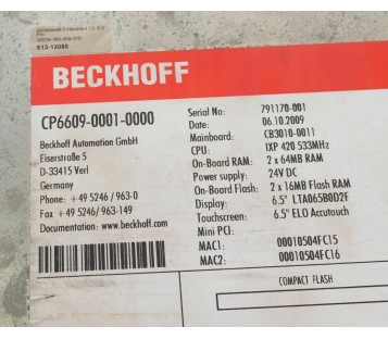 BECKHOFF CP6609-0001-0000 CP660900010000