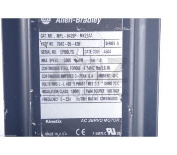 ALLEN BRADLEY MPL-B420P-MK22AA MPLB420PMK22AA  7042-05-4201 7042054201