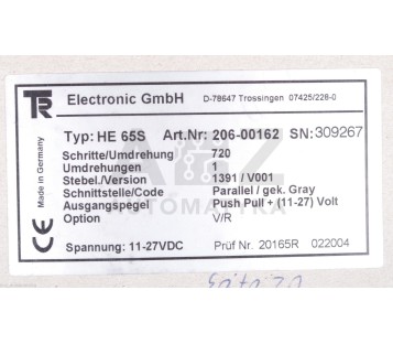 TR ELECTRONIC HE 65S HE65S 206-00162 20600162  ! NEW ! 
