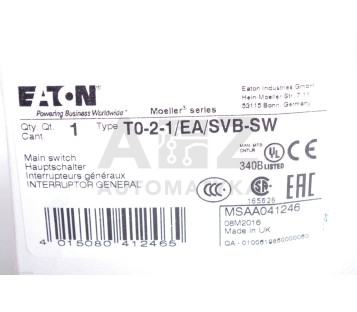 EATON T0-2-1 T021 T0-2-1/EA/SVB-SW  T021EASVBSW  ! NEW ! 