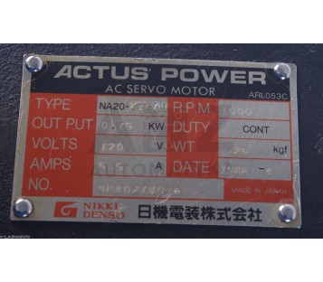 ACTUS POWER AC SERVO MOTOR  NA20-75F-X10 NA2075FX10  + EK10-PL5 EK10PL5