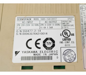 YASKAWA SGDS-15A12AY27 01001 SDGS15A12AY27