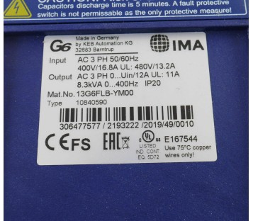 IMA KEB G6 10840590 13G6FLB-YM00 13.G6.FLB-YM00 ! NEW !