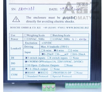 BOSCHE: CSI-PC 4-WIRE 0-25mV 3xDI 4xDO AO: 4-20mA RS485 RS232 