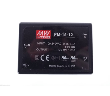 MEAN WELL PM-15-12 PM1512 12V 1,25A POWER SUPPLY  ! NEW !