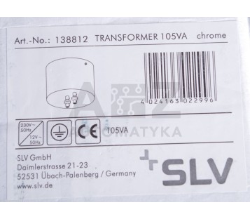 SLV TRANSFORMER 105VA 138812 steel chrome ! NEW !