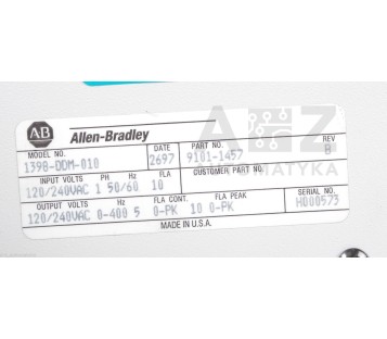 ALLEN BRADLEY ULTRA SERIES 1398-DDM-010 9101-1457 B 1398DDM010 91011457 B