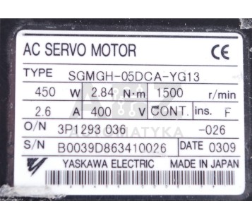 YASKAWA AC SERVO MOTOR SGMGH-05DCA-YG13  SGMGH05DCAYG13 