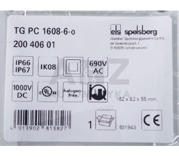ELS SPELSBERG TG PC 1608-6-0  TGPC160860 20040601 162X82X55mm Empty enclos ! NEW