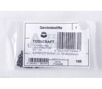 TOOLCRAFT 117440 F1404008 Grub screws, Thread size: M2 Length: 3mm !100PCS ! NEW