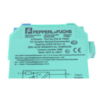 PEPPERL + FUCHS KFD2-VR-EX1.18 KFD2VREX18 72036 
