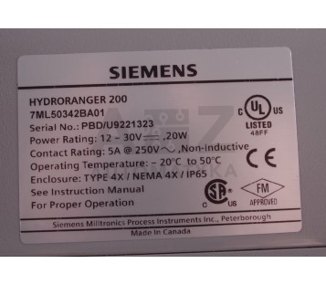 SIEMENS HYDRORANGER 200 7ML50342BA01