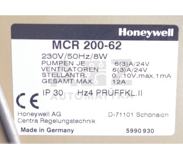 HONEYWELL CENTRA MCR 200 MCR200  MCR 200-62 MCR20062 