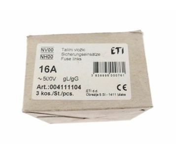 ETI 16A 500V AC 004111104 120kA NV00 NH00 FUSE 3PCS ! NEW !