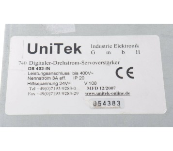 UNITEK DS 403-IN DS403-IN DS403IN Digital Servo Controller