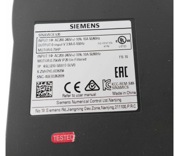SIEMENS V20 6SL3210-5BB17-5UV0  6SL32105BB175UV0