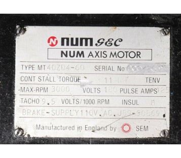 NUM MT40ZD4-60 MT40ZD460 AXIS MOTOR 