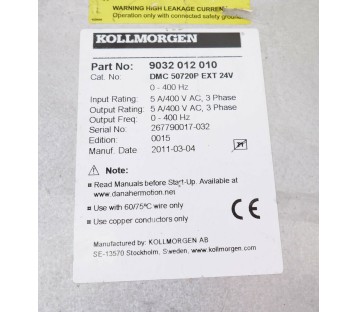 KOLLMORGEN 9032012010 DMC 50720 EXT 24V DMC50720EXT24V 9032 012 010