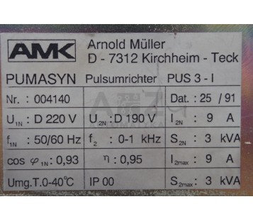AMK PUMASYN PUS 3 PUS3 PUS 3-I PUS3I PUS3-I PUS 3I  41166-2491-000231