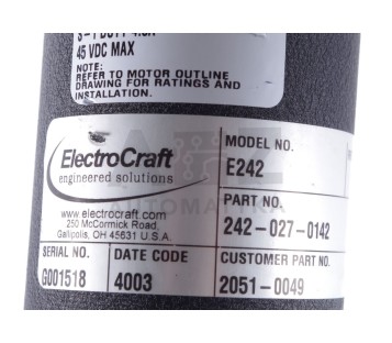 ELECTRO CRAFT E242 242-027-0142 2420270142 2051-0049 