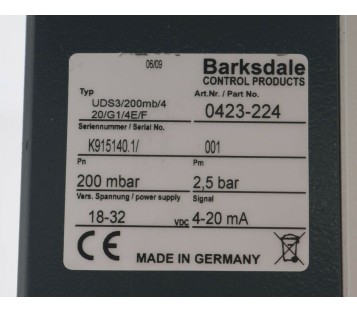 BARKSDALE UDS3/200MB/4/20/G1/4E/F 0423-224 0423224 