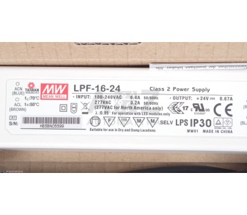 MW MEAN WELL LPF-16-24  LPF1624  24VDC 0,67A DC POWER SUPPLY ! NEW !