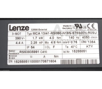 LENZE MCA 13I41-RS0B0-N19N-ST5S00N-R0SU 13I41RS0B0N19NST5S00NR0SU 15255851 ! NEW