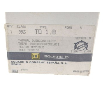 SQUARE D TD 1.8 TD1.8 9065 1,8-2,6 Thermal Over Load Relay ! new ! 