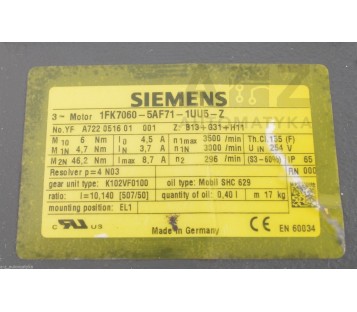 SIEMENS 1FK7060-5AF71-1UU5-Z  1FK70605AF711UU5Z