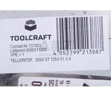 TOOLCRAFT 137503 TELLERFDR 2093 ST 125X51 X 4 Disc spring 51mm DIN 2093  ! NEW !